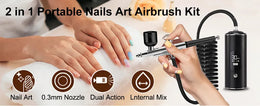 KissICON black Nails Art Airbrush With Compressor Manicure Varnish Painting