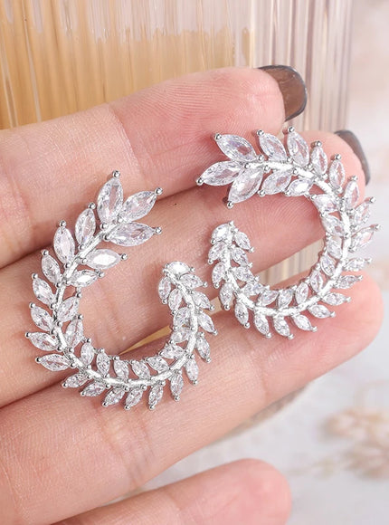 KissIcon Creative Rhinestone Earrings - Sterling Silver