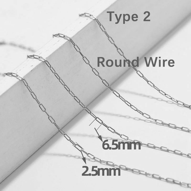 2M Stainless Steel Gold Long Oval Link Chain 2.5mm width Gold Cable Chains for DIY Necklace Bracelet Anklet Making 2 types
