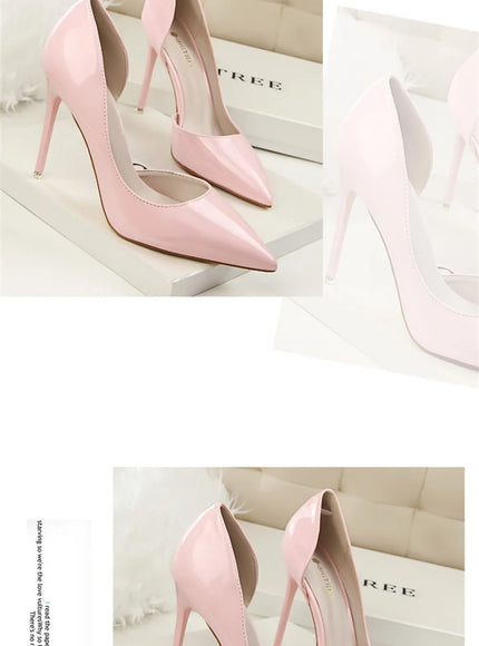 Candy Color Patent Leather Shallow Mouth Pointed Toe