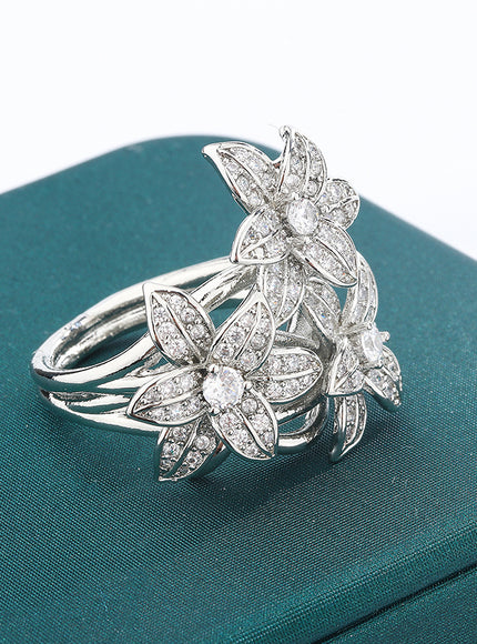 KissIcon Pear Zircon Ring 925 Stamp Sparkling Gift For Women