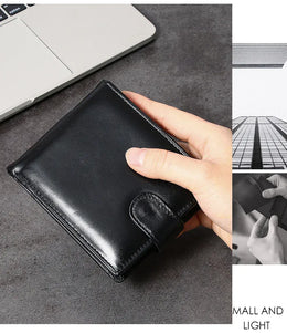 Leather Mens Wallet with Coin Pocket Genuine Leather Wallet for Men Short Style