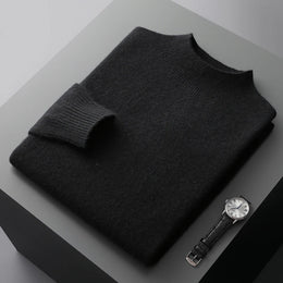 New Men's Fashion Casual Wool Sweater Warm Autumn And Winter Semi-High Neck Knitted Bottoming Shirt
