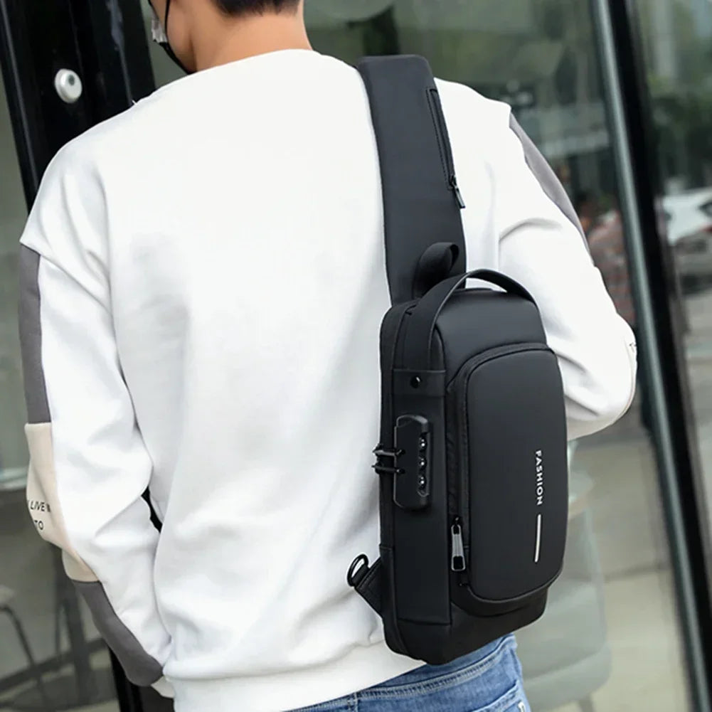 Multifunction Designer Anti-theft USB Shoulder Bag Crossbody Travel Sling Pack Messenger Pack Chest Bag Male Luxury Brand Men