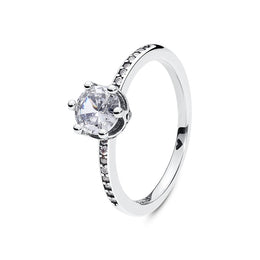 Original 925 Sterling Silver Ring Love Heart Pave CZ Crystal Stackable Rings For Women Wedding Engagement Birthday Gift Jewelry