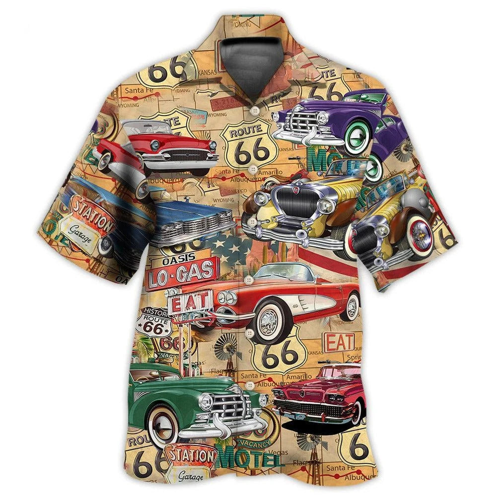 Hawaiian Men Shirt 3D Car Print Short Sleeve Blouse Summer Beach Vacation single Breasted Fashion Lapel Men's Clothing