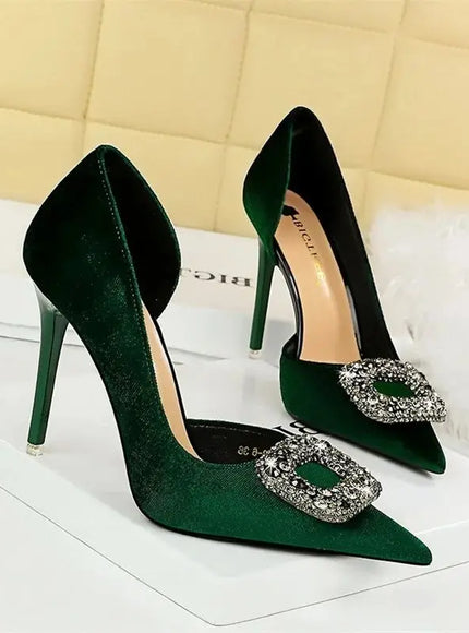 Women Super High Heels Velvet Pumps Shallow Mouth