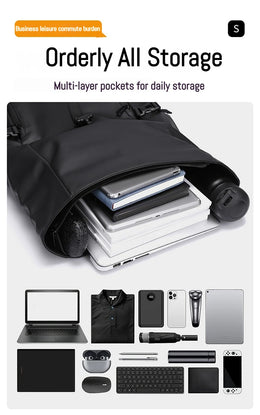 New Shoulder Bag Men's Senior Sense of Business Computer Outdoor Leisure Rolled Edge Travel Backpack Fashion Commuting