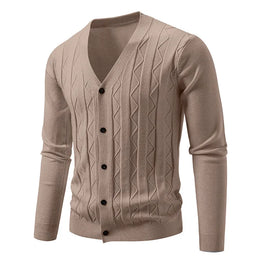2025 New Knit Cardigan Men Korean Style Fashion Smart Casual V-Neck Knitted Sweatercoat Mens Solid Color Slim Sweater Outerwear