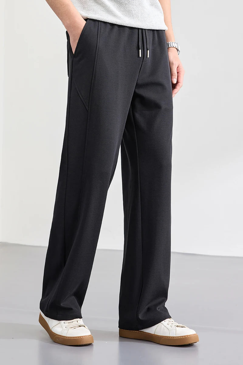 Lyocell Cotton Men's Casual Pants Breathable Straight Leg Loose Fit Elastic Waist Ice Silk Quick Dry Trousers Spring Summer 2026