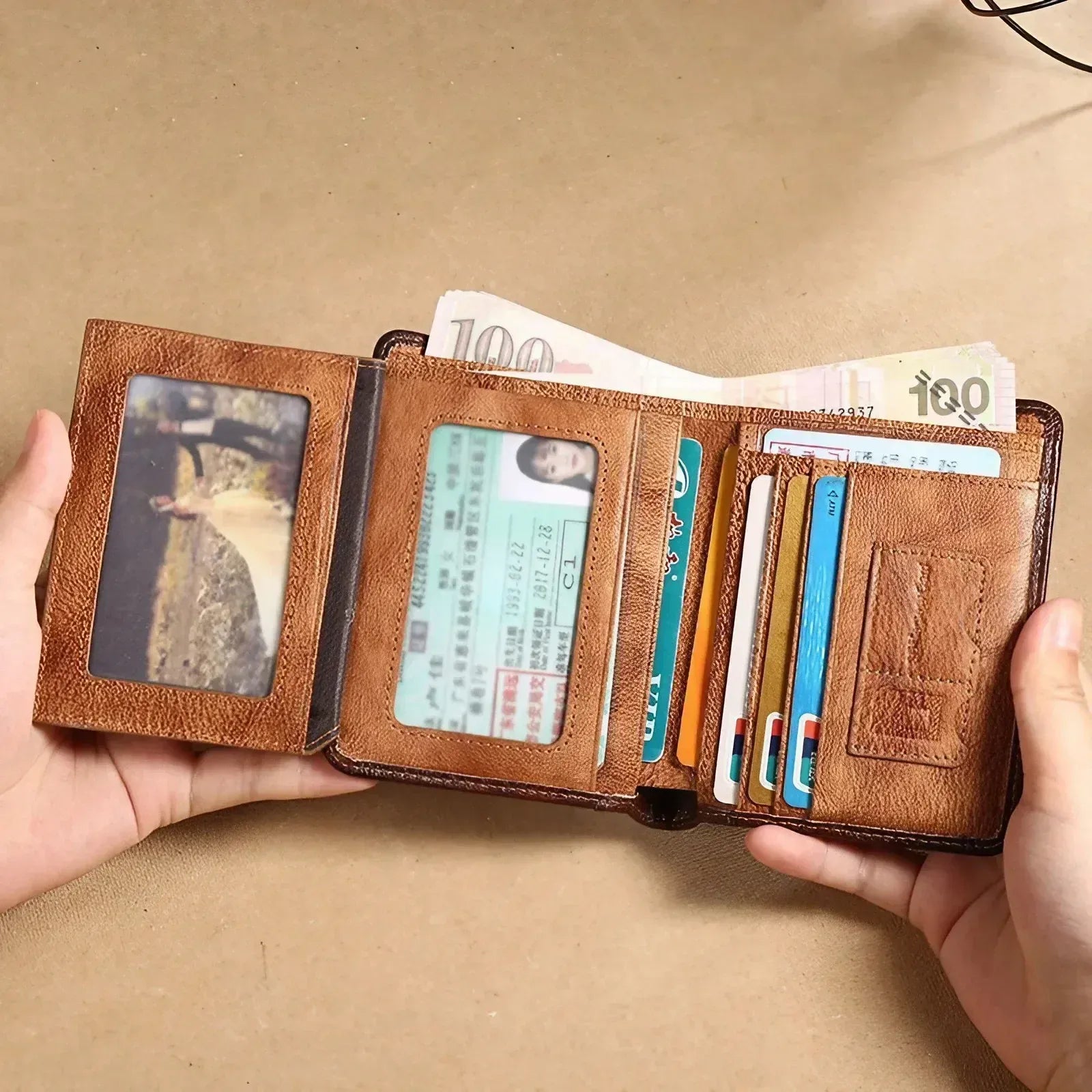 Genuine Leather Wallet for Men RFID Blocking Thin Multifunctional Credit Card Holder Short Money Bag Purse Mens Bifold Wallet