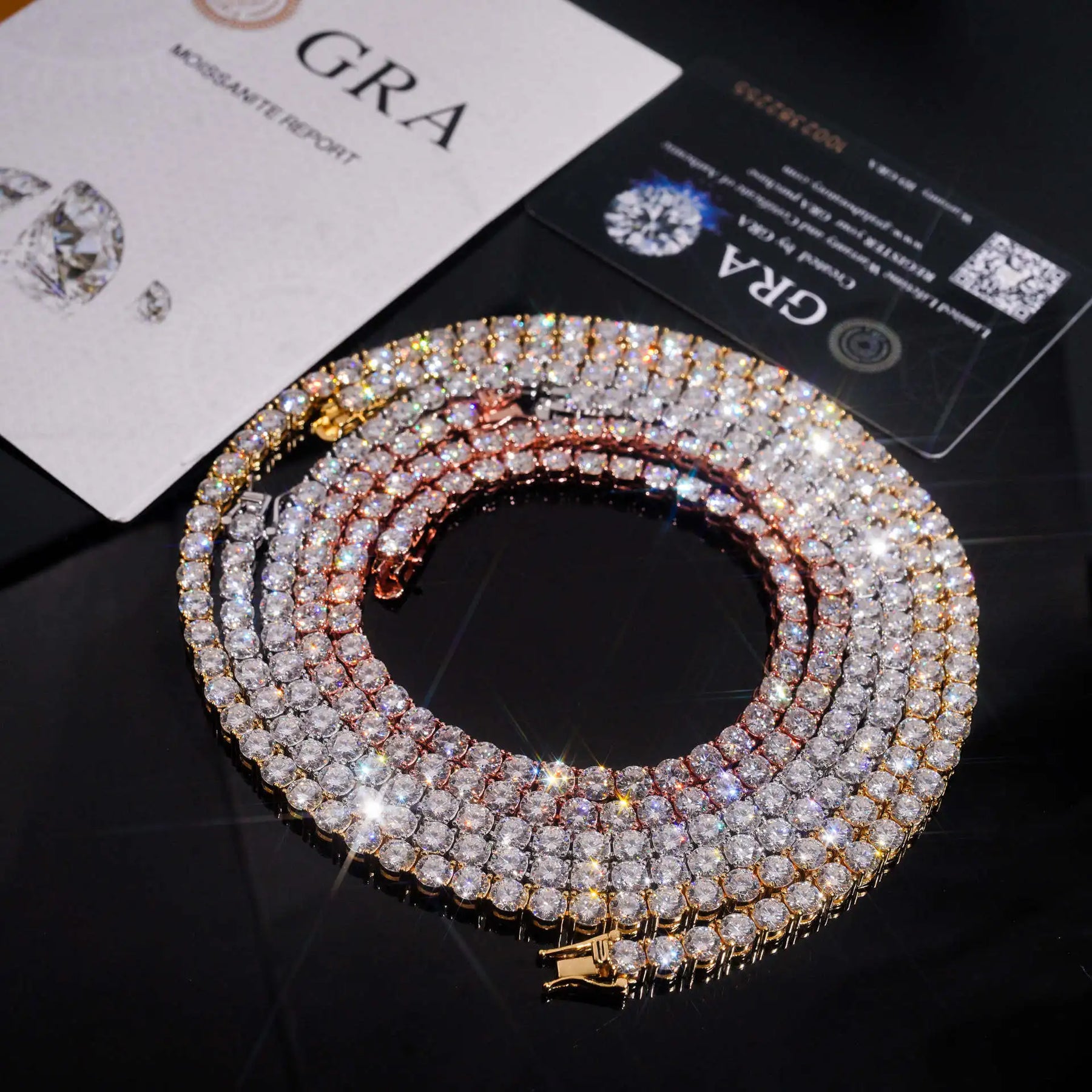 D VVS1 Moissanite Tennis Bracelet Original s925 Sterling Silver Plated 18k White Gold with GRA Necklace for Women Man
