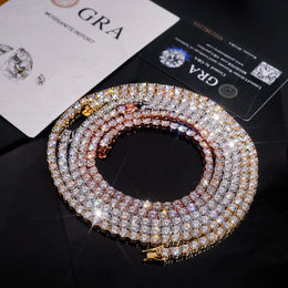 D VVS1 Moissanite Tennis Bracelet Original s925 Sterling Silver Plated 18k White Gold with GRA Necklace for Women Man