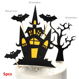 2025 Halloween Cake Decorations Pumpkin Ghost Black Castle Haunted Houses Cake Toppers for Happy Halloween Party Supplies