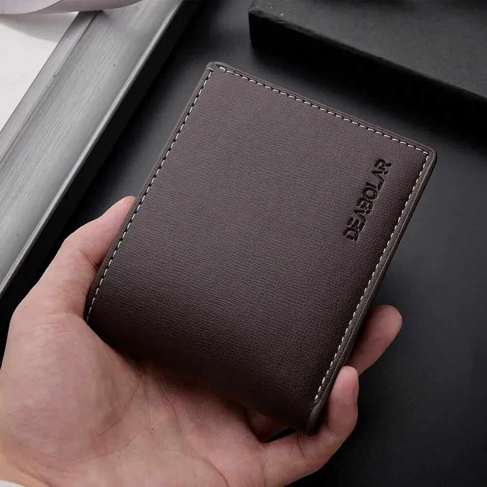 Ultra Thin Mens Wallet Leather Bifold Compact Cash Holder for Men with Coin Pocket