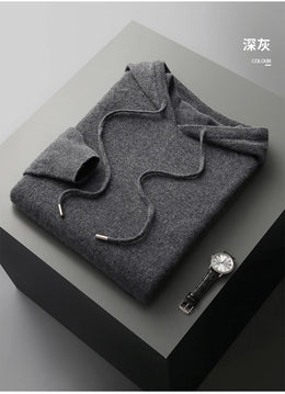 MVLYFLRT Men's One-Piece Ready-to-Wear Hoodie 100% Merino Wool Knitted Sweater Shirt Autumn Winter Casual Large Top Long Sleeved
