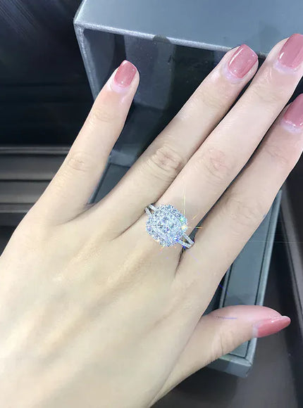 Kissicon Gorgeous Square Shape Ring – Iced Zircon