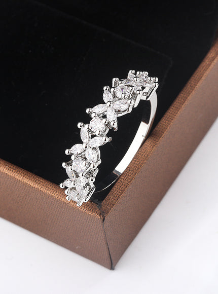 Luxury Female Small Natural Diamond Stone Ring 925 Silver Plated Engagement Ring Vintage Wedding Rings for Women