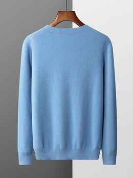 100% Merino Wool Sweater Man O-neck Basic Wool Pullover Autumn Winter Long Sleeve Soft Warm Jumper Smart Casual Knit Popular Top
