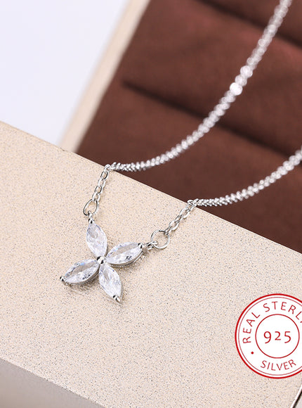 KissIcon S925 Clover Clavicle Necklace - AAA Zircon Sparkle