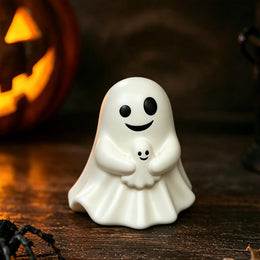 Cute Middle Finger Ghost Statue, Small Halloween Decor for Home, Centerpiece for Coffee Table, Adorable Horror Figure