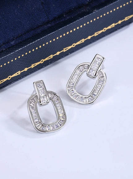 KissIcon 925 Silver Zircon Geometric Earrings - Party Ready