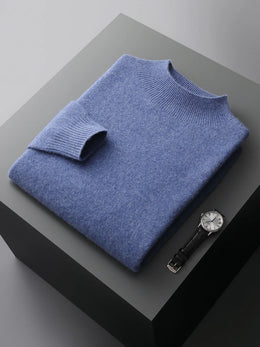 New Men's Fashion Casual Wool Sweater Warm Autumn And Winter Semi-High Neck Knitted Bottoming Shirt