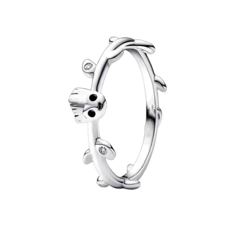 100%925 Pure Silver Disney Hot sale love bowknot ring suitable for women to wear Classic jewellery wedding Valentine's Day gift