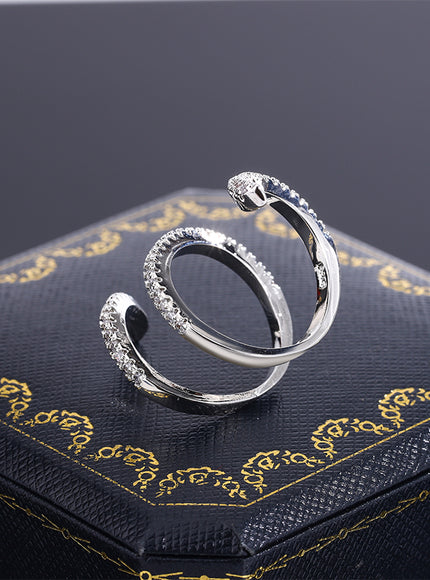 KissIcon 925 Silver Geometric Zircon Ring - Line Design