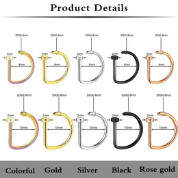 Fake Nose Ring Hoop Lip Labret Ring for Women Non Pierce Hoop Nose Ring  Septum Hoop  Ring Tragus Rook Ring Non Piercing Jewelry