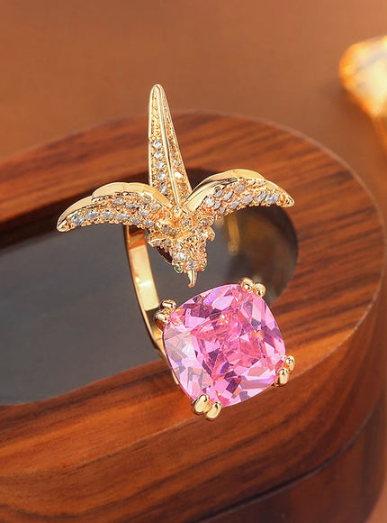 KissIcon 2025 Adjustable CZ Bird Ring For Women - Sparkling