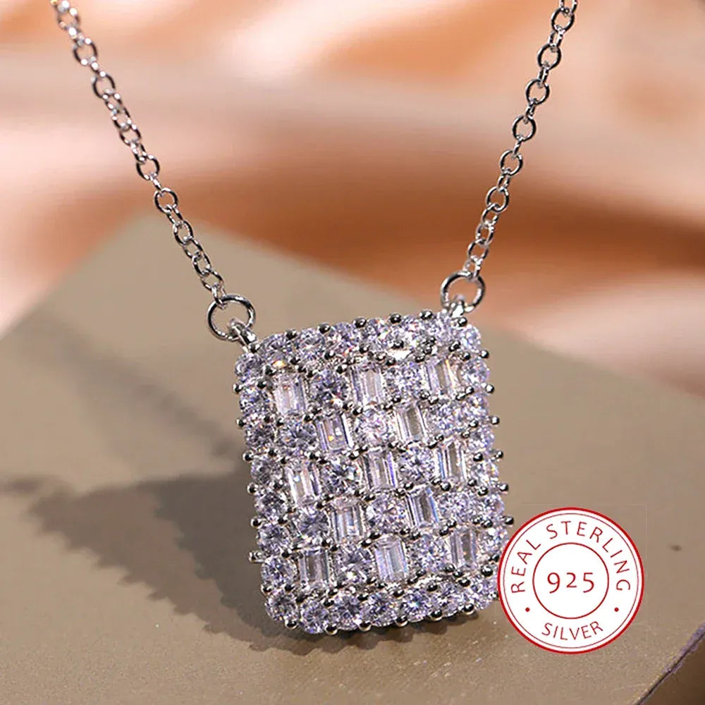 Dropshipman Option-1 KissIcon Cubic Zirconia Necklace 925 Silver Plated - Gleam