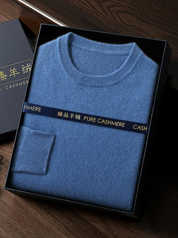 CHICUU Men's 100% Sweater O-neck Pullover Basic Long Sleeve Cashmere Knitwear Autumn Winter Smart Clothing Tops