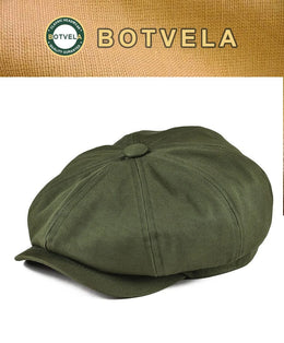 BOTVELA Men's Newsboy Cap Twill Cotton 8 Panel Hat Flat Ivy Cabbie Casual Baker Caps Gatsby Hat Retro Hats Boina Beret for Male