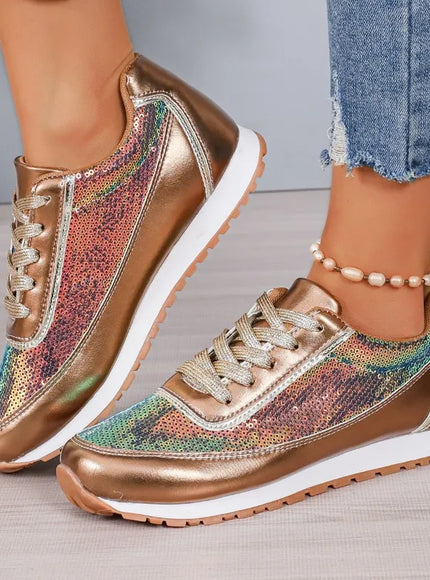 Bling Women Platform Sneakers Fashion Patchwork Glitter Running Sport Shoes Woman Outdoor Comfortable Casual Flats Plus Size 43