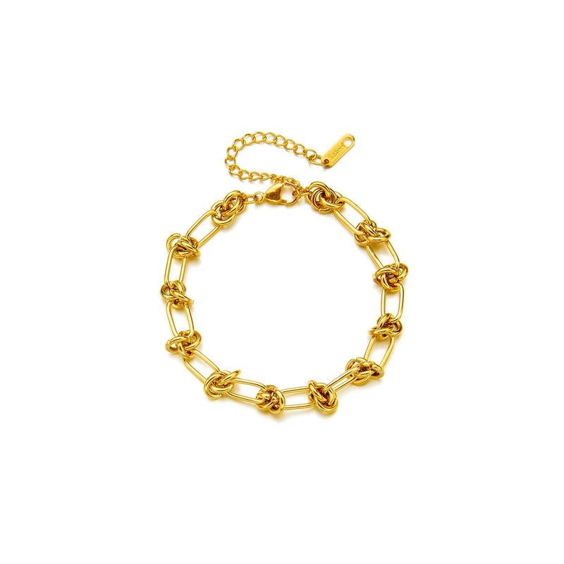 DIEYURO 316L Stainless Steel Gold Silver Color Twist Knot Necklace Bracelets For Womens Girl New Fashion Non-fading Jewelry Set