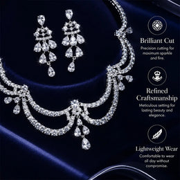 Exquisite Simple Women Jewelry Set 2 PCS Cubic Zirconia High Quality Saudi Arabia Bridal Wedding Jewellery Accessories