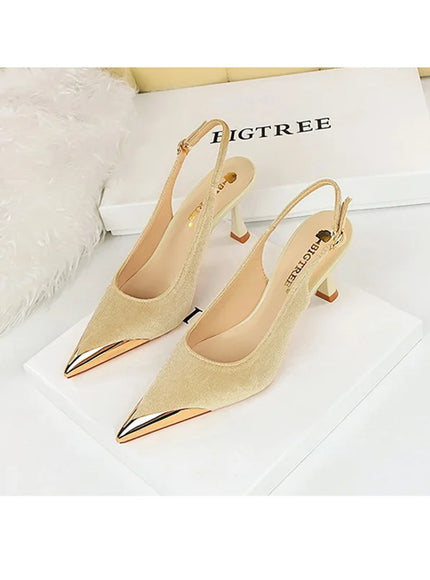 Elegant Women Green High Heel Velvet Pumps Wedding