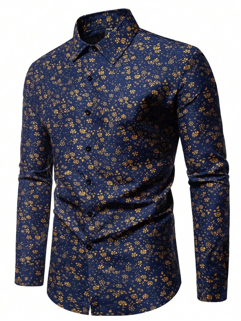 3D printed men's long sleeved shirt in plus size, comfortable collared men's top, Hawaiian men's shirt 2025 new style