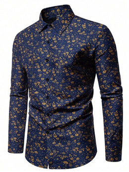 3D printed men's long sleeved shirt in plus size, comfortable collared men's top, Hawaiian men's shirt 2025 new style