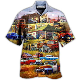 Hawaiian Men Shirt 3D Car Print Short Sleeve Blouse Summer Beach Vacation single Breasted Fashion Lapel Men's Clothing