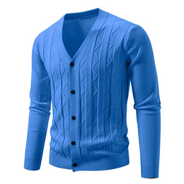 2025 New Knit Cardigan Men Korean Style Fashion Smart Casual V-Neck Knitted Sweatercoat Mens Solid Color Slim Sweater Outerwear