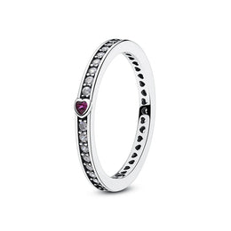Original 925 Sterling Silver Ring Love Heart Pave CZ Crystal Stackable Rings For Women Wedding Engagement Birthday Gift Jewelry