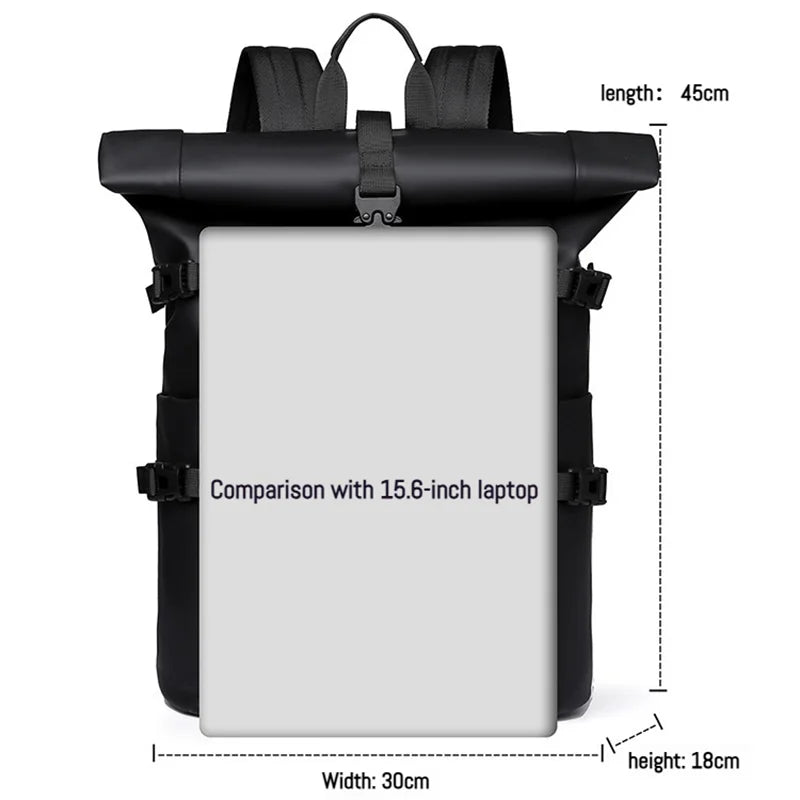 New Shoulder Bag Men's Senior Sense of Business Computer Outdoor Leisure Rolled Edge Travel Backpack Fashion Commuting