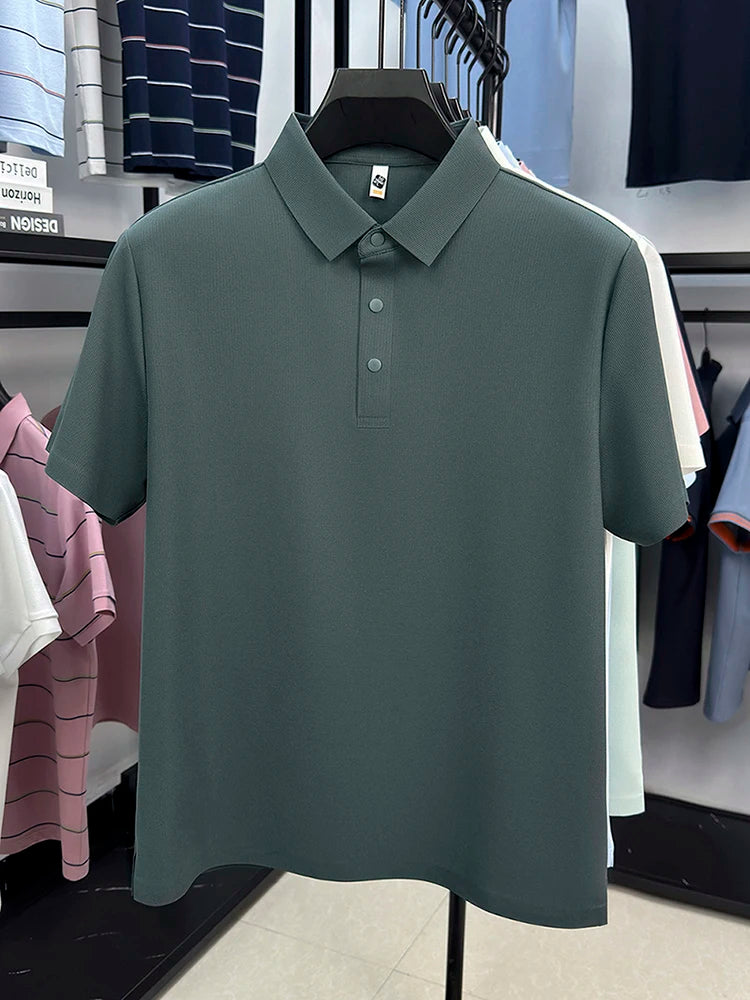 2025 Men's Sporty Polo Waffle Shirt | Moisture-Wicking Golf Tennis Top Sizes S-5XL, Snap Buttons, 7A Antibacterial High Quality