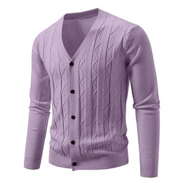 2025 New Knit Cardigan Men Korean Style Fashion Smart Casual V-Neck Knitted Sweatercoat Mens Solid Color Slim Sweater Outerwear