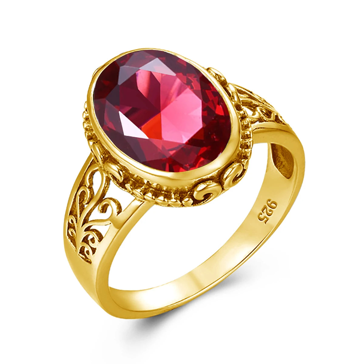 Yellow Gold Citrine Ring For Women 10*14mm Oval Cut Stone Art Deco Luck Birthstone Jewelry Trending Luxury Wedding Party Gift