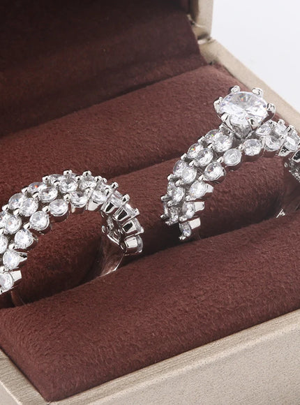 New Fashion Full Star Imitation Diamond Ring European and American Exaggerated Style 925 Silver Plated Wedding Engagement Ring