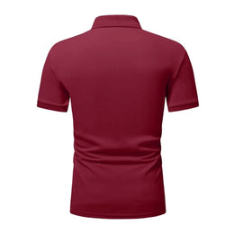 Men's polo shirt solid color short-sleeved zipper lapel T-shirt casual top