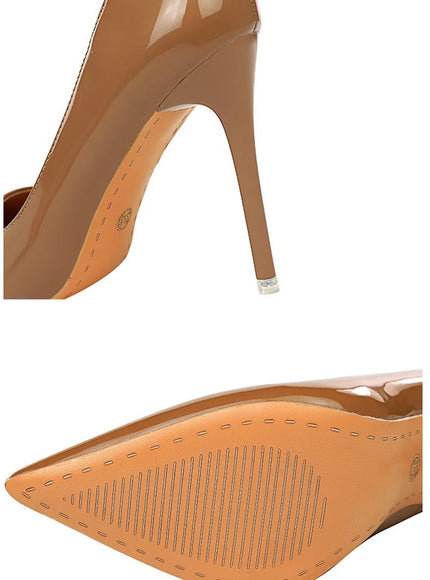 Fashion Simple Patent Leather Thin High Heel Women